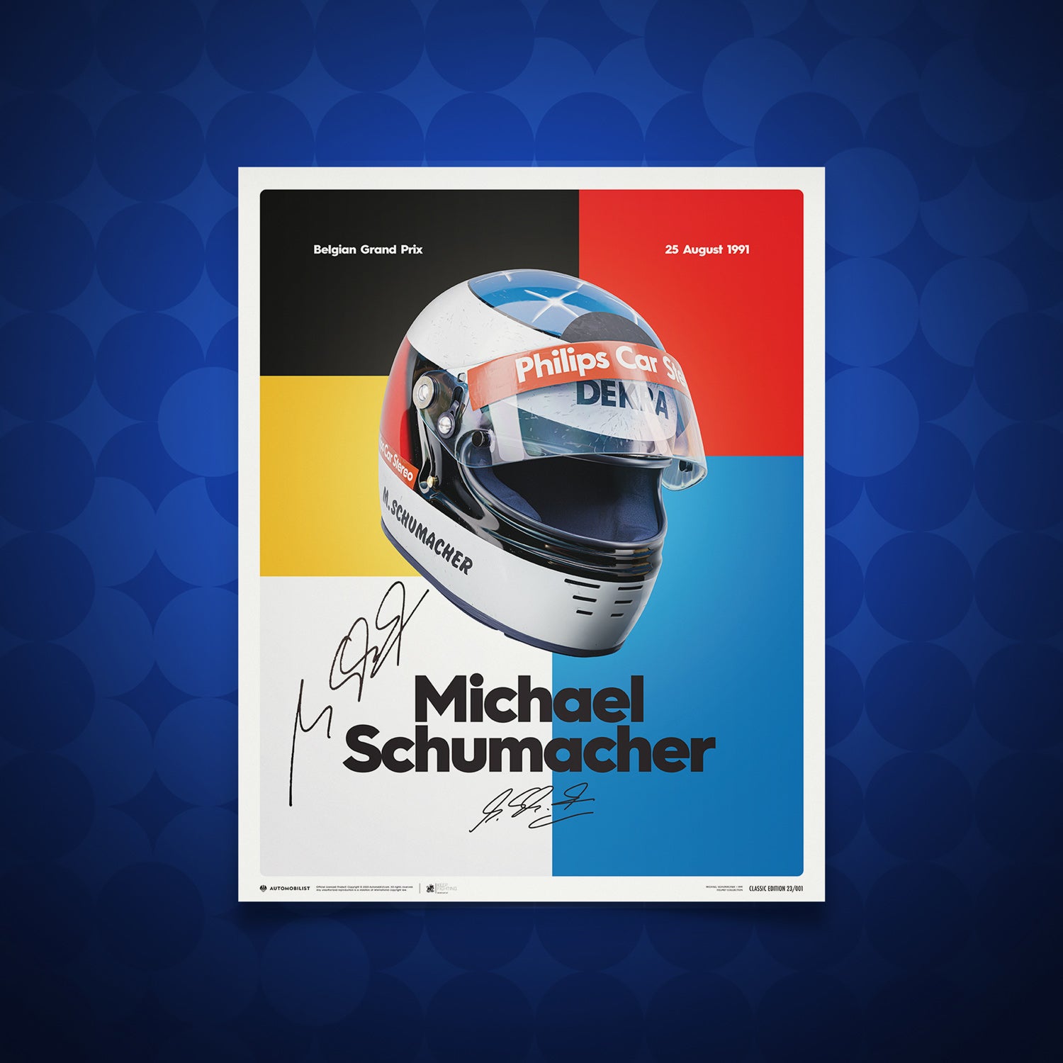 Signed by Mick Schumacher | Michael Schumacher | 1991 Helmet | Framed Poster