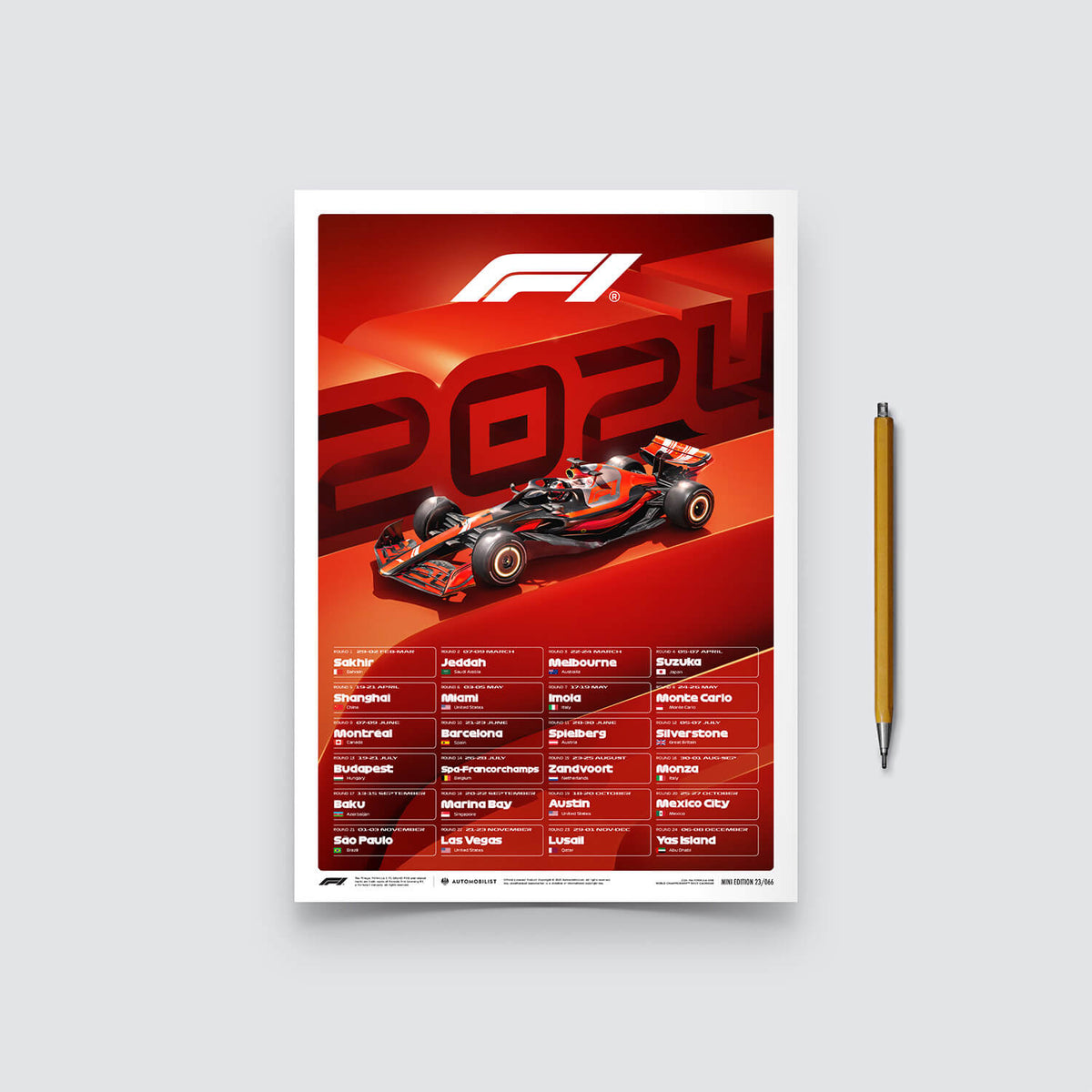 Race Calendar 2024 Formula 1 Calendar Poster Automobilist