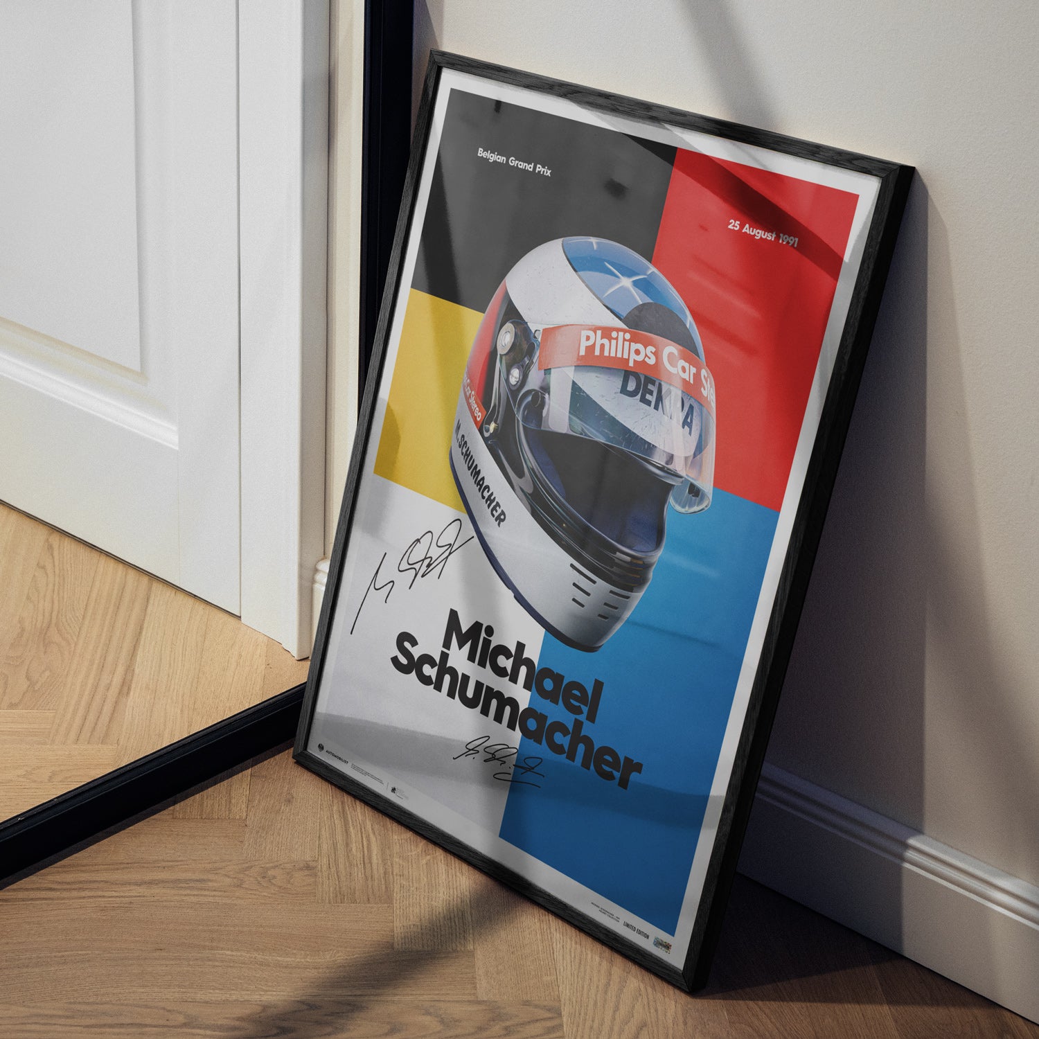 Signed by Mick Schumacher | Michael Schumacher | 1991 Helmet | Framed Poster