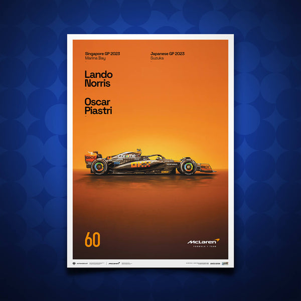 McLaren Formula 1 Team | 2023 Stealth Mode 60th Anniversary | Unique Numbers McLaren Poster