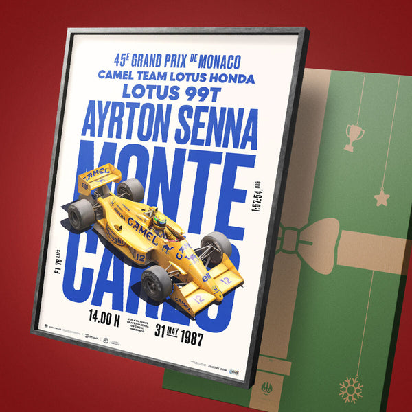 Pre-Framed Poster: Ayrton Senna Classic Team Lotus 99T Monte Carlo | 30 YEARS OF LEGACY | Limited Edition Poster