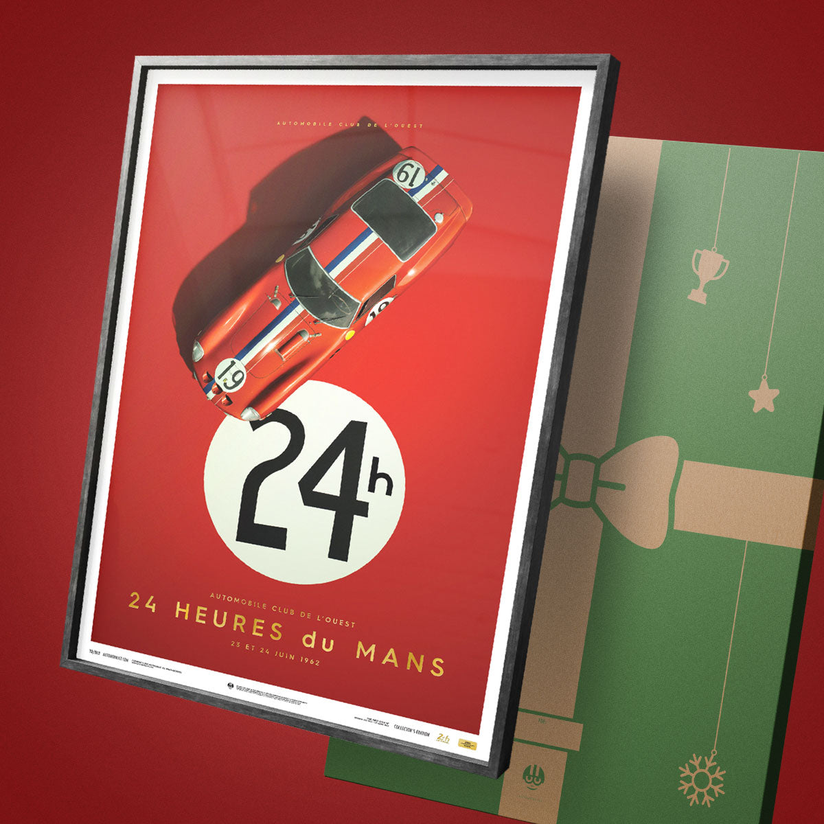 Pre-Framed Poster: Ferrari 250 GTO | 1962 Red | Collector's Edition 24h Le Mans Poster