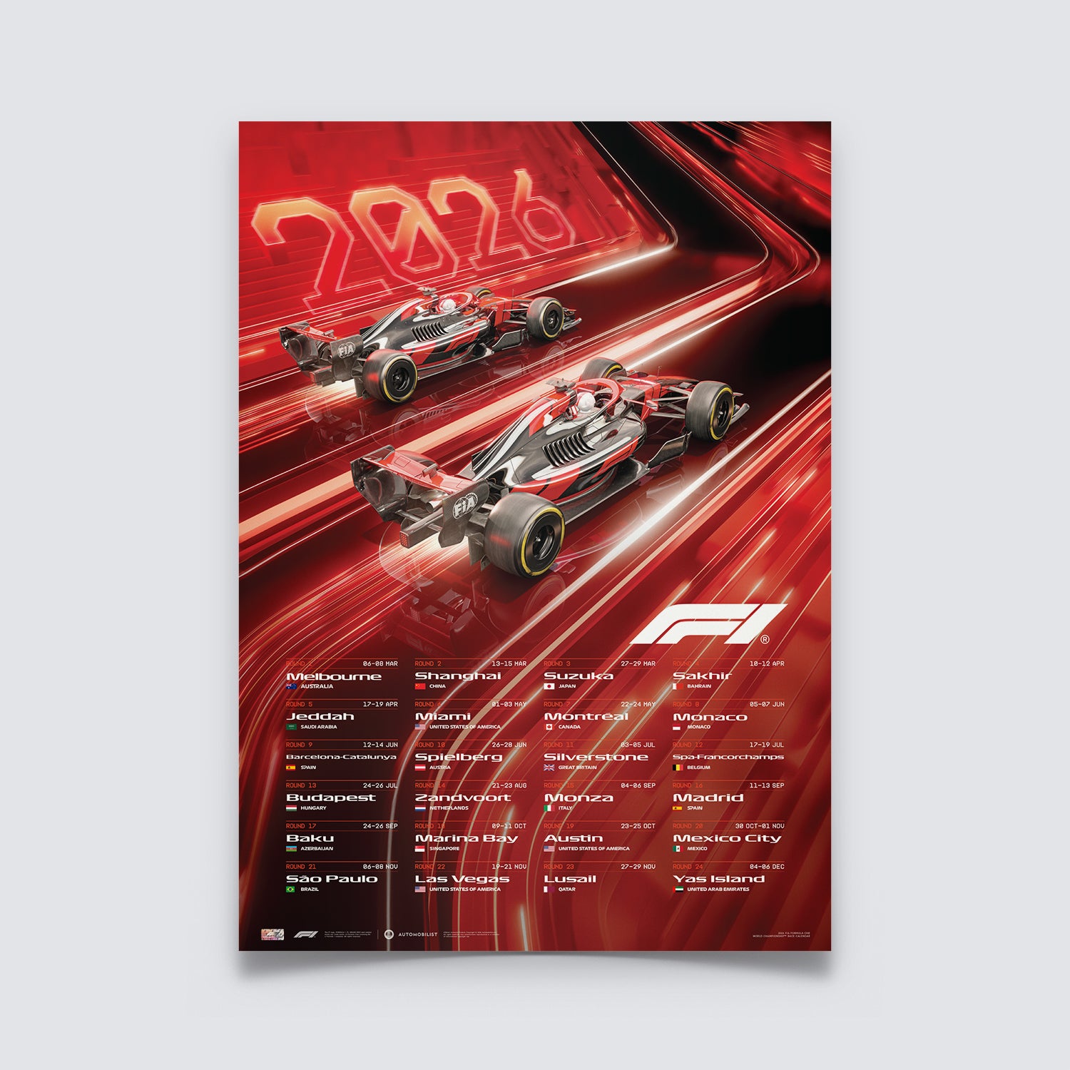 Formula 1® | Calendar Poster | 2026