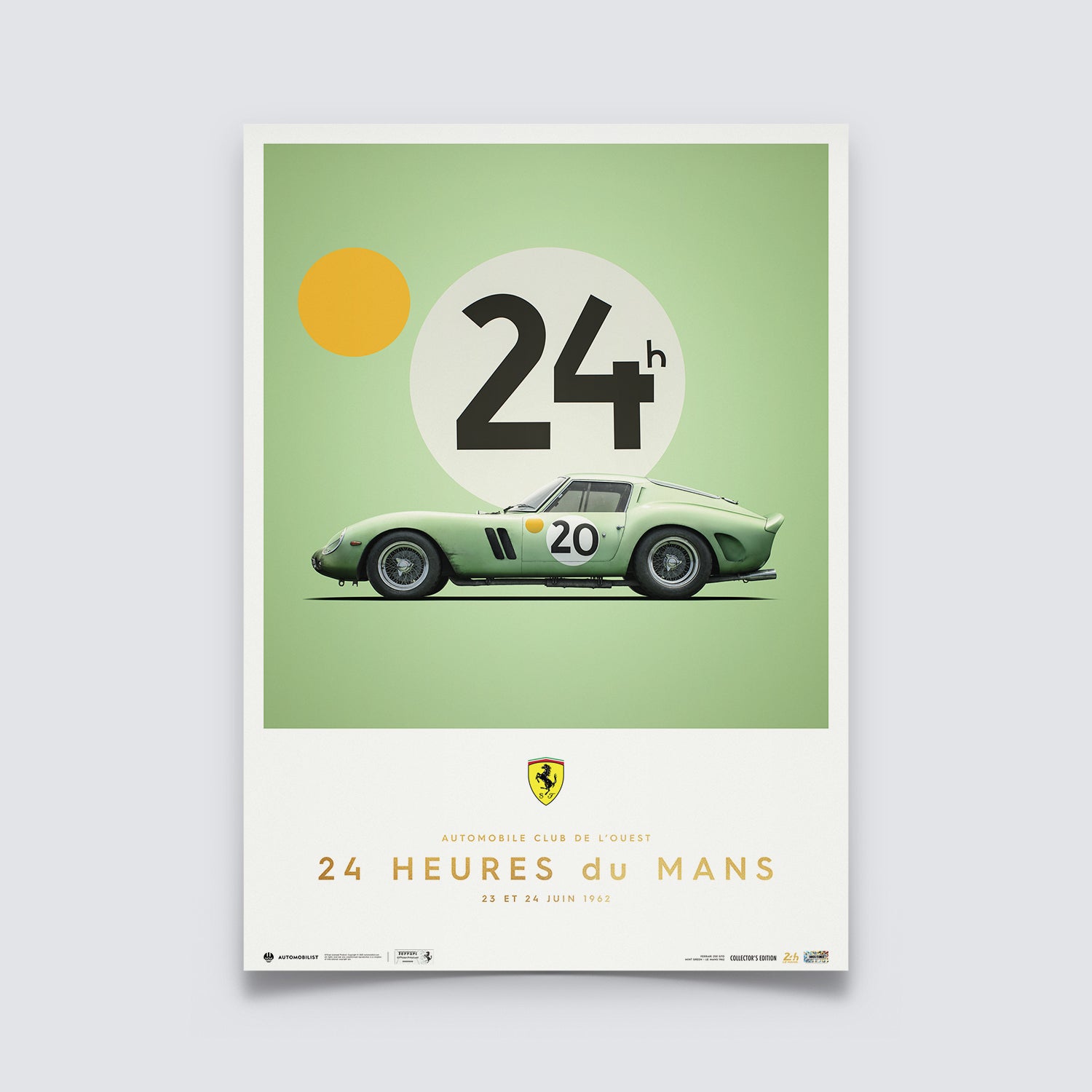 フェラーリ250GTポスター Ferrari 250 GTO | 1962 Green | Collector's Edition 24h Le Mans