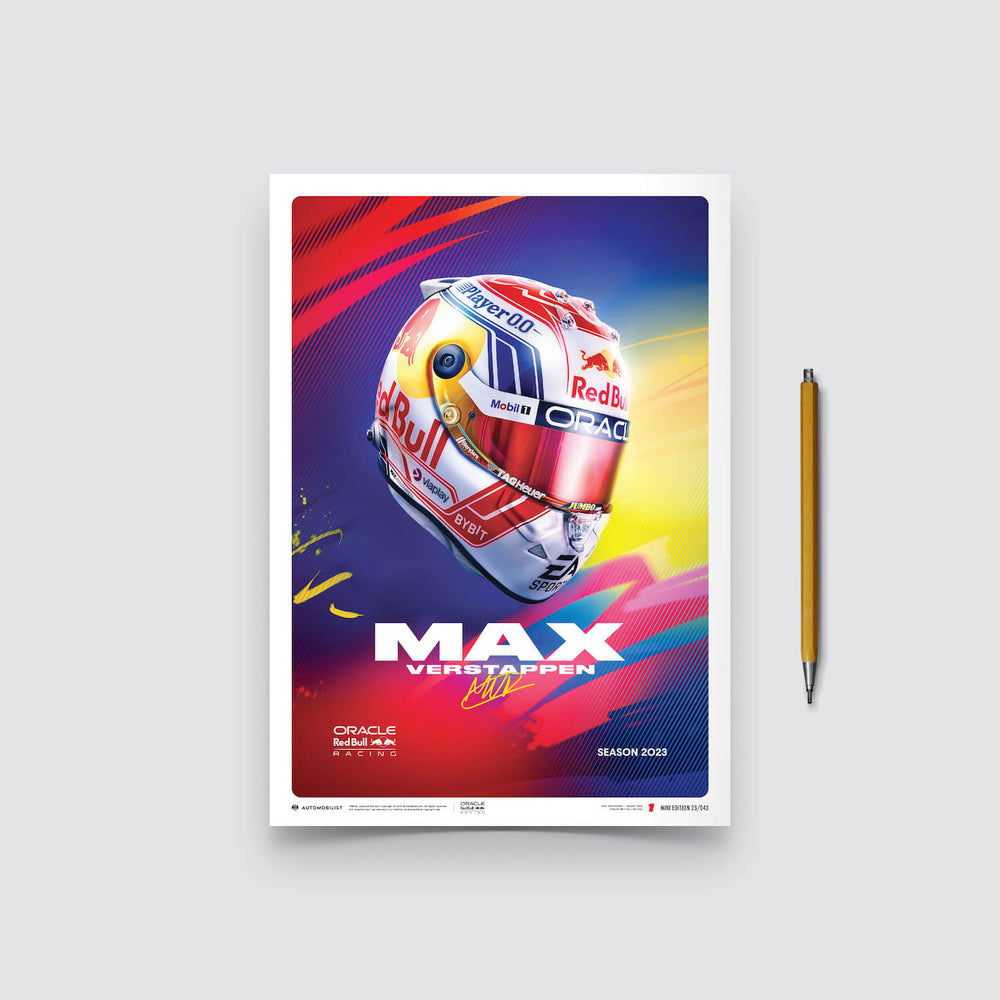 Max Verstappen | 2023 Helmet | Oracle Red Bull Racing Poster | Automobilist