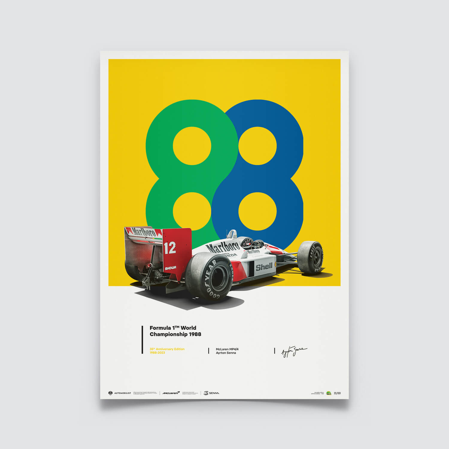 McLaren MP4/4 Ayrton Senna San Marino GP 1988 Poster 
