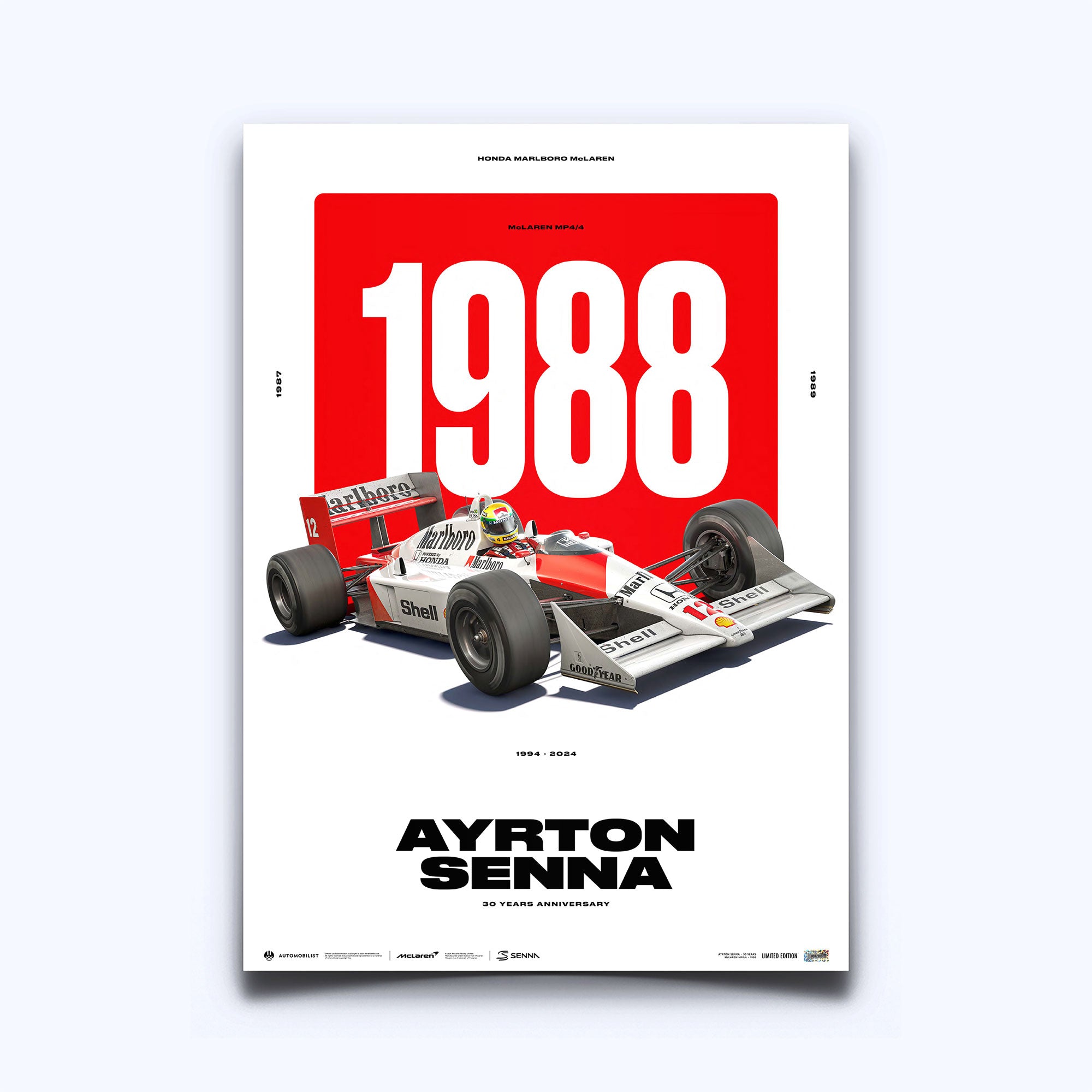 Ayrton Senna McLaren MP4/4 | 30 YEARS OF LEGACY | Limited Edition Poster