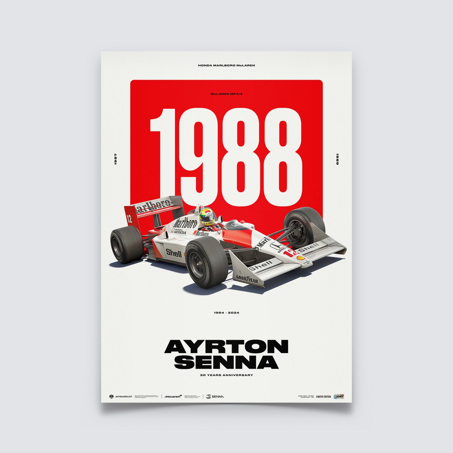 Ayrton Senna McLaren MP4/4 | 30 YEARS OF LEGACY | Limited Edition Poster