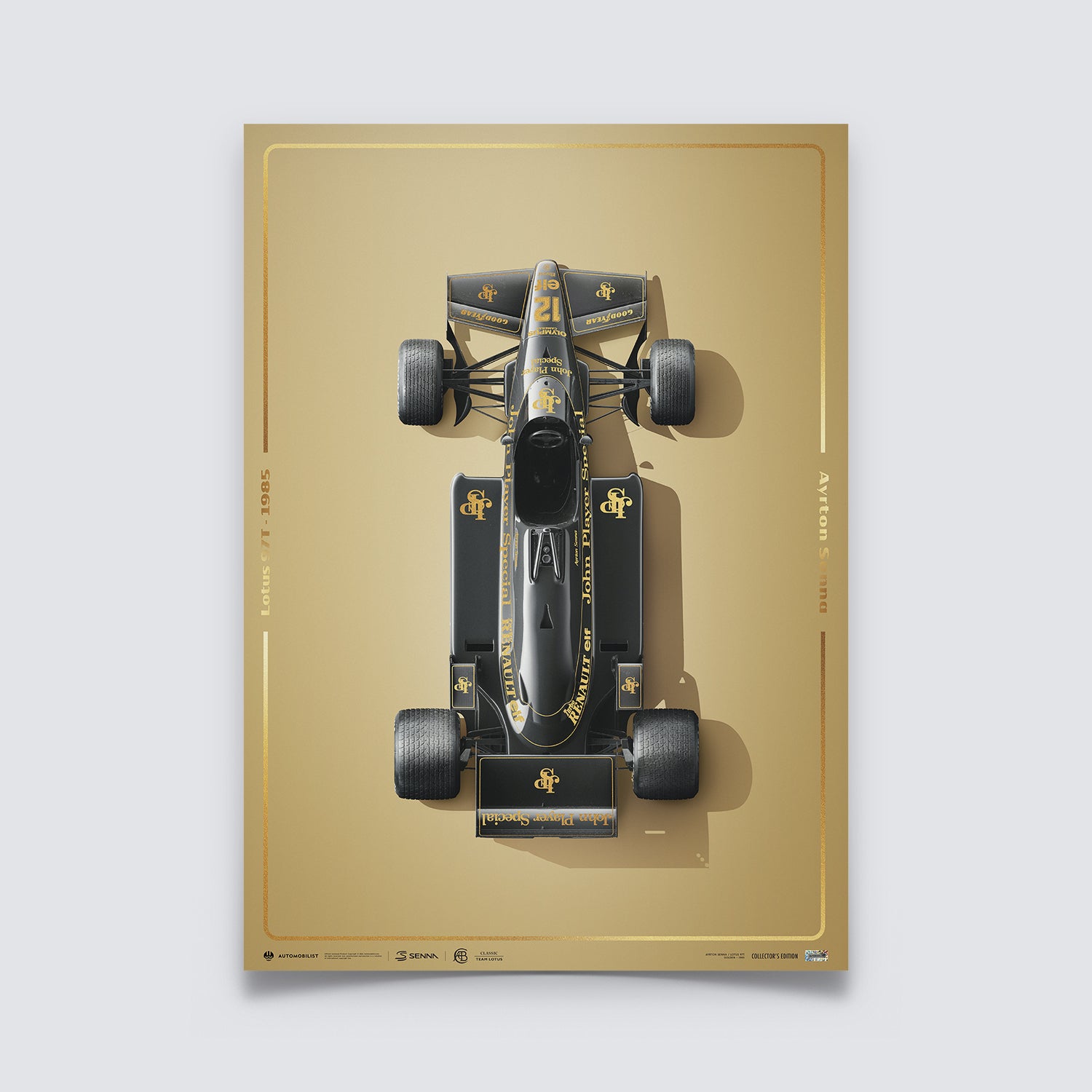 Ayrton Senna | 1985 Stunning Black Estoril Gold | Collector's Edition Lotus 97T Poster