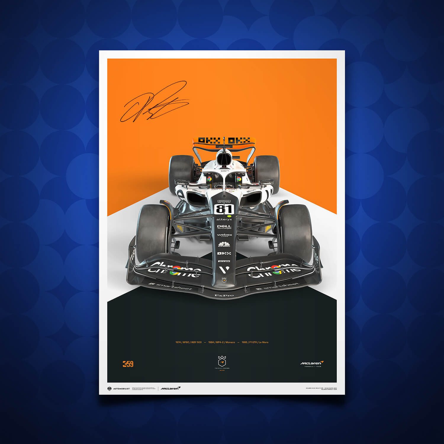 Signé par Oscar Piastri - McLaren Formula 1 Team - Oscar Piastri - The Triple Crown Livery - 60e anniversaire - 2023