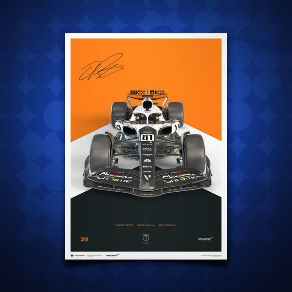 Oscar Piastri | 2023 The Triple Crown Livery 60th Anniversary | Signed McLaren Formula 1 Team Poster