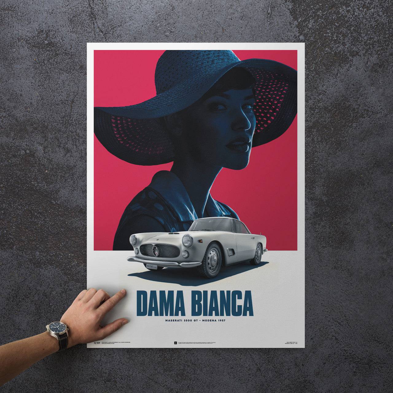 Maserati 3500 GT - White - Dama Bianca - 1957 - Poster