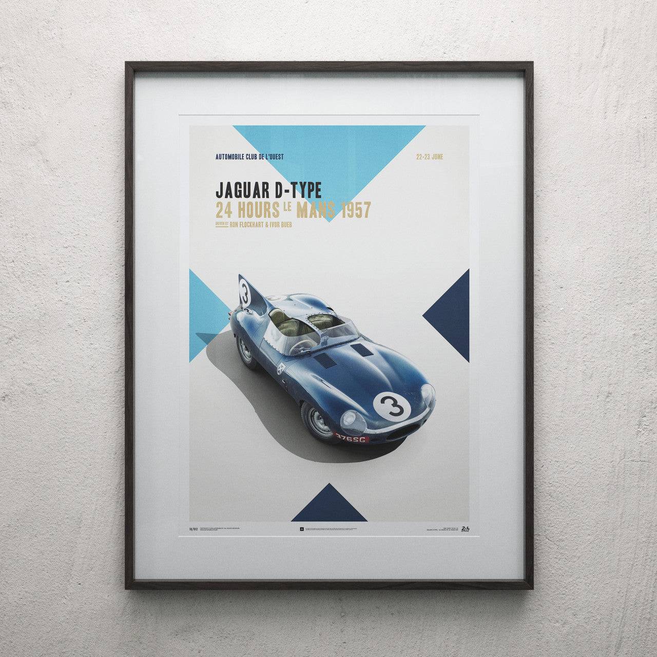 Jaguar D Type - Blue - 24h Le Mans - 1957 - Poster