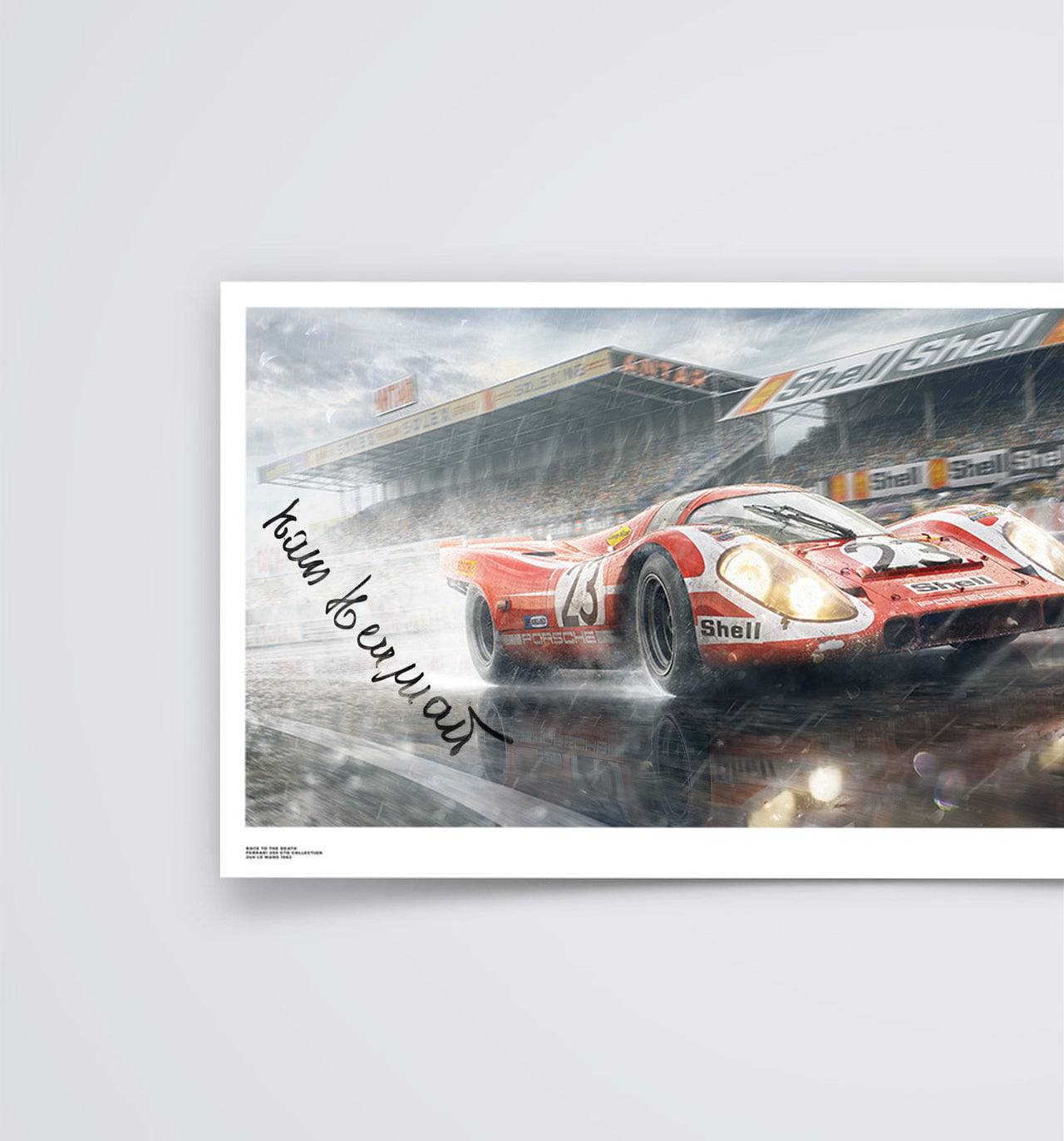 Signed by Hans Herrmann - German Engineering, Hollywood Ending - Porsche 917K - 24 Hours of Le Mans - 1970 | Small Fine Art Print - Automobilist