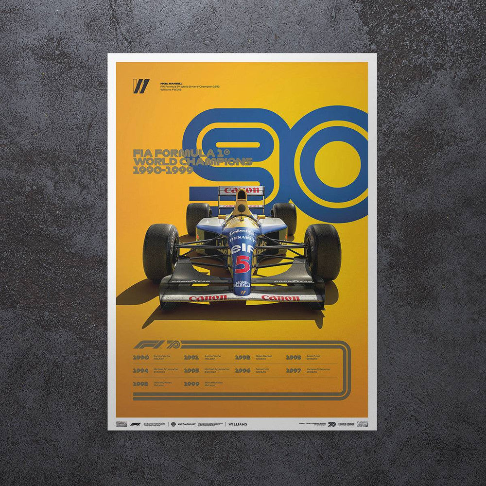 Formula 1® Decades | Williams 1990s | Formula 1 Poster | Automobilist