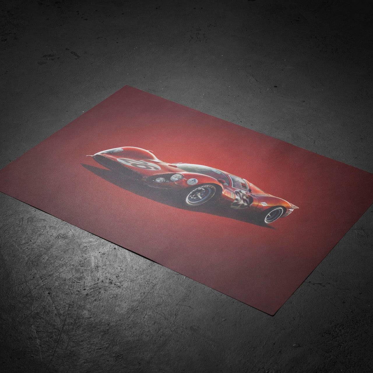 Ferrari 412P - Red - Daytona - 1967 - Colors of Speed Poster