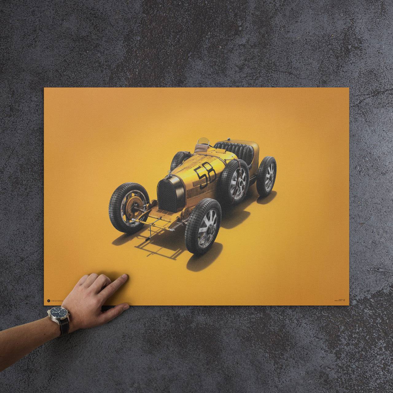 Bugatti T35 - Yellow - Targa Florio - 1928 - Colors of Speed Poster