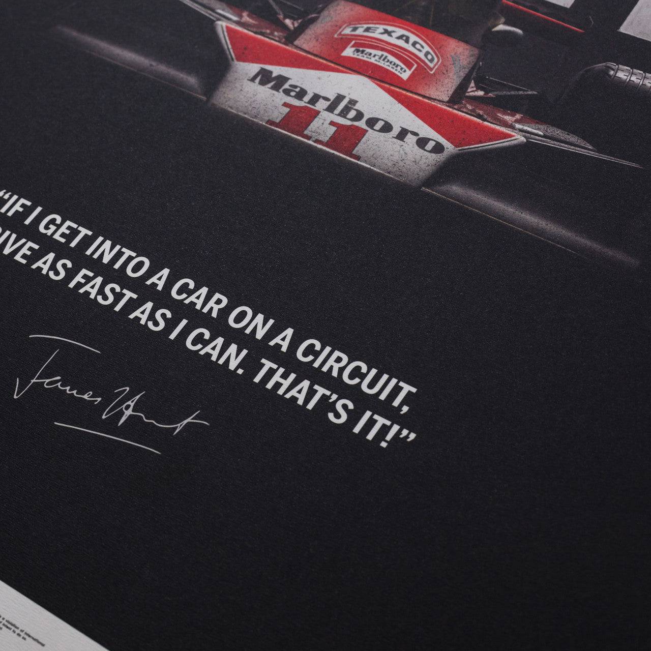 McLaren M23 - James Hunt - Quote - Japanese GP - 1976 - Limited Poster