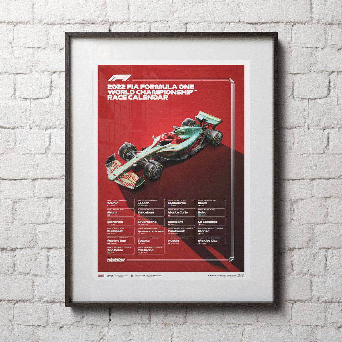 2022 FIA Formula 1® World Championship Race Calendar Limited Edition