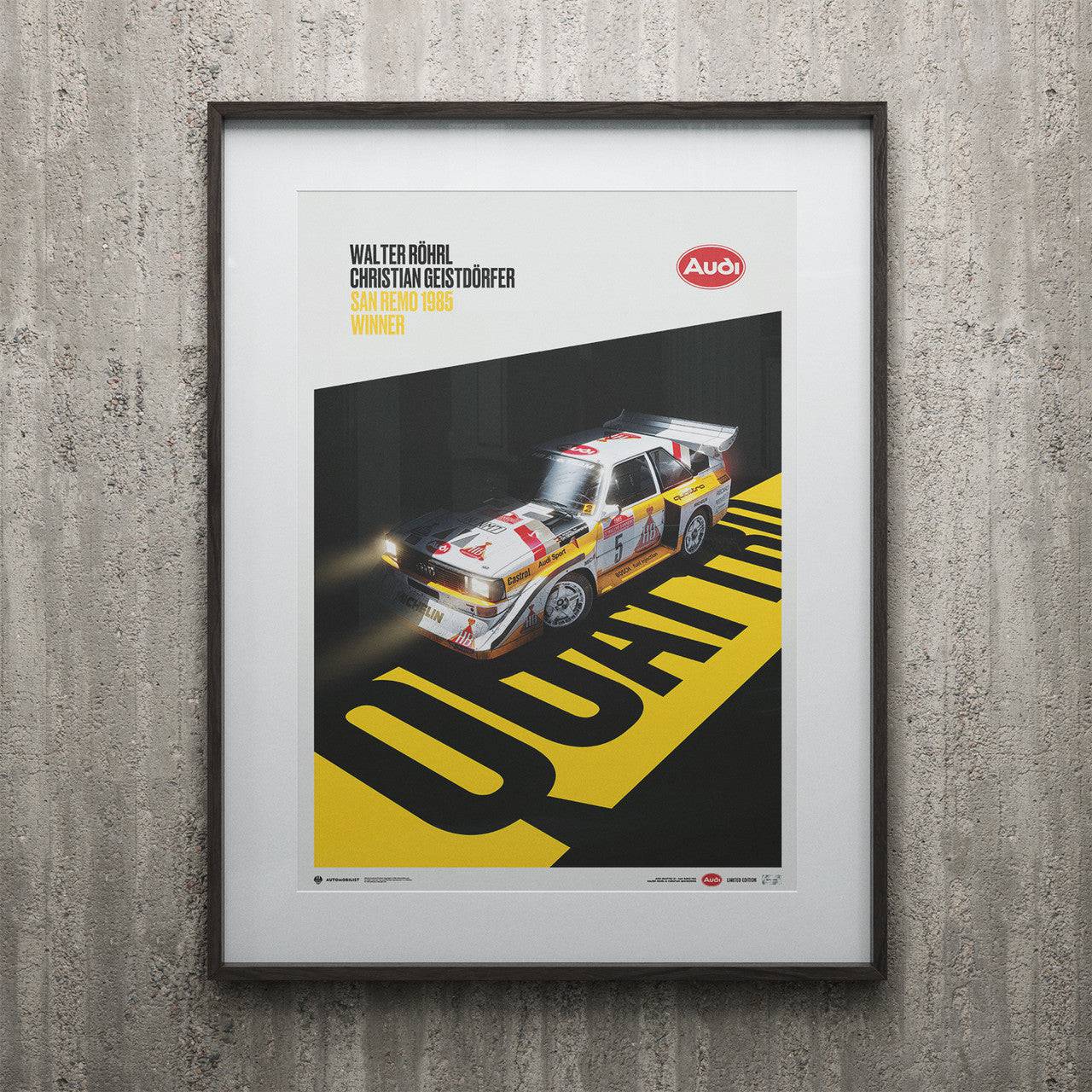 Audi Sports Quattro Poster - San Remo 1985 Walter Röhrl IN din A1 Very  Rarely
