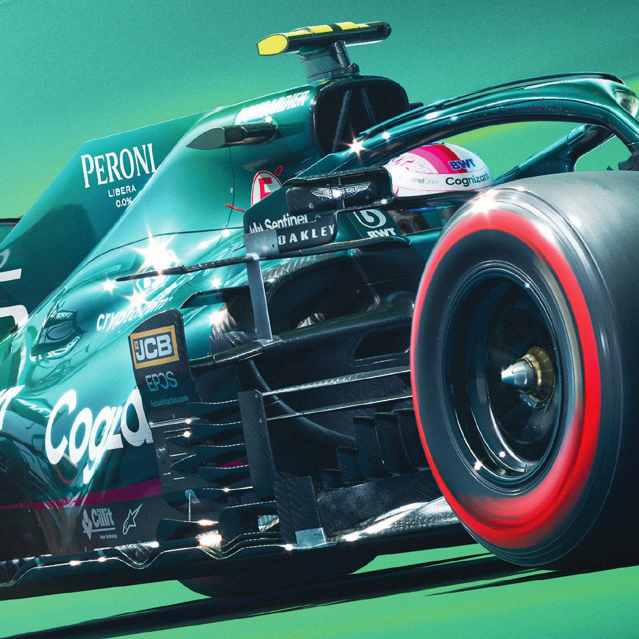 Sebastian Vettel | 2021 Aston Martin Cognizant Formula One™ Team |  Collector's Edition Aston Martin Poster | Automobilist