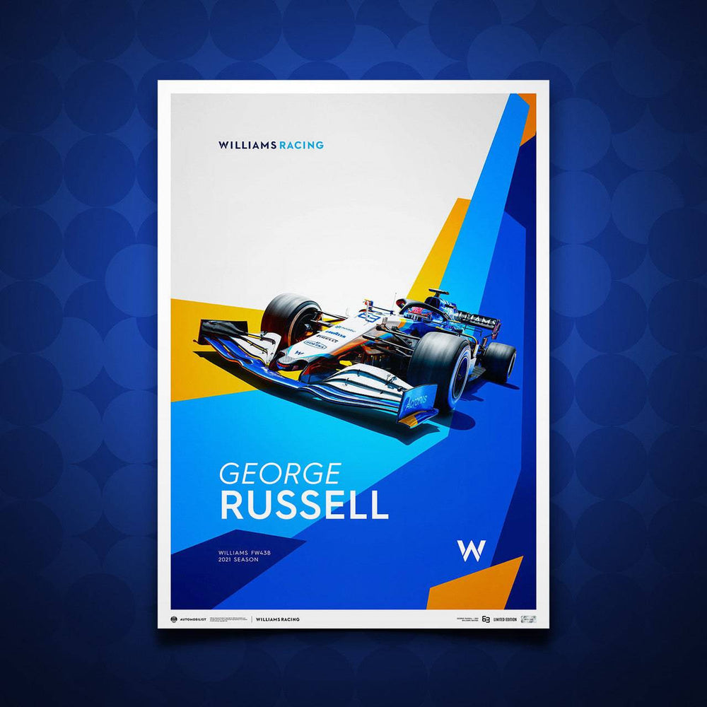 Williams Racing Numbers George Russell | 2021 Williams Racing | Unique Numbers Poster ...
