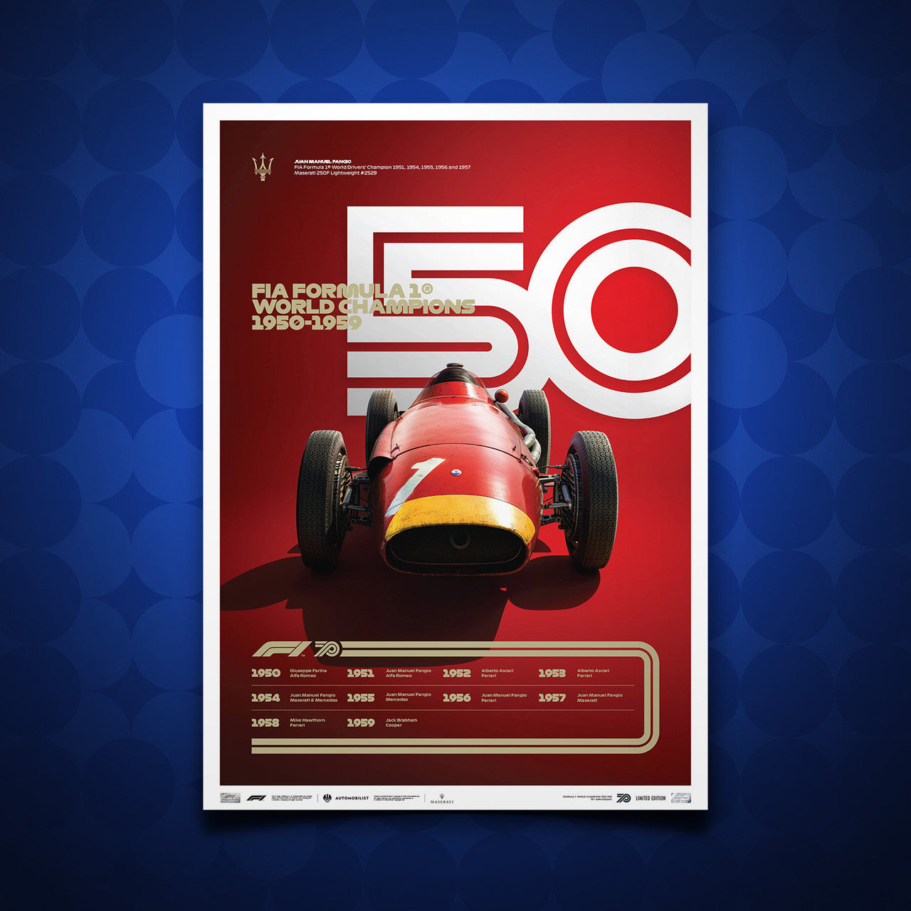 Formula 1® Decades | Maserati 1950s | Unique Numbers Poster
