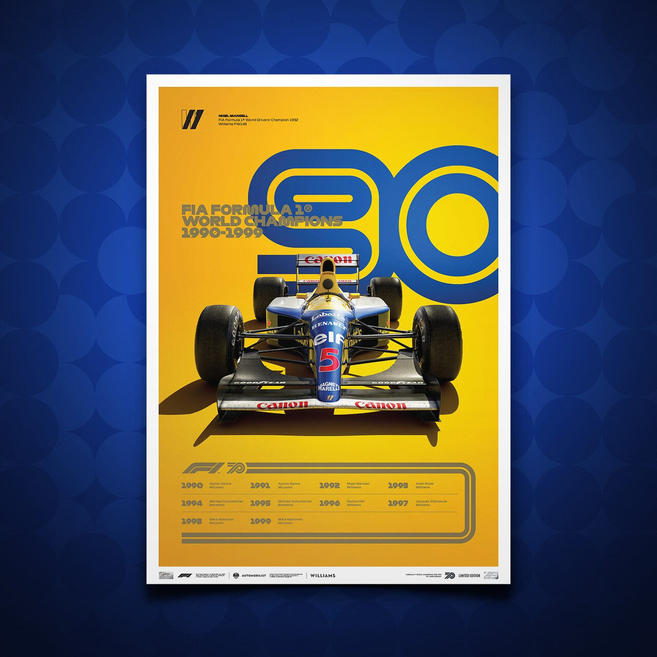 Formula 1® Decades | Williams 1990s | Unique Numbers Poster