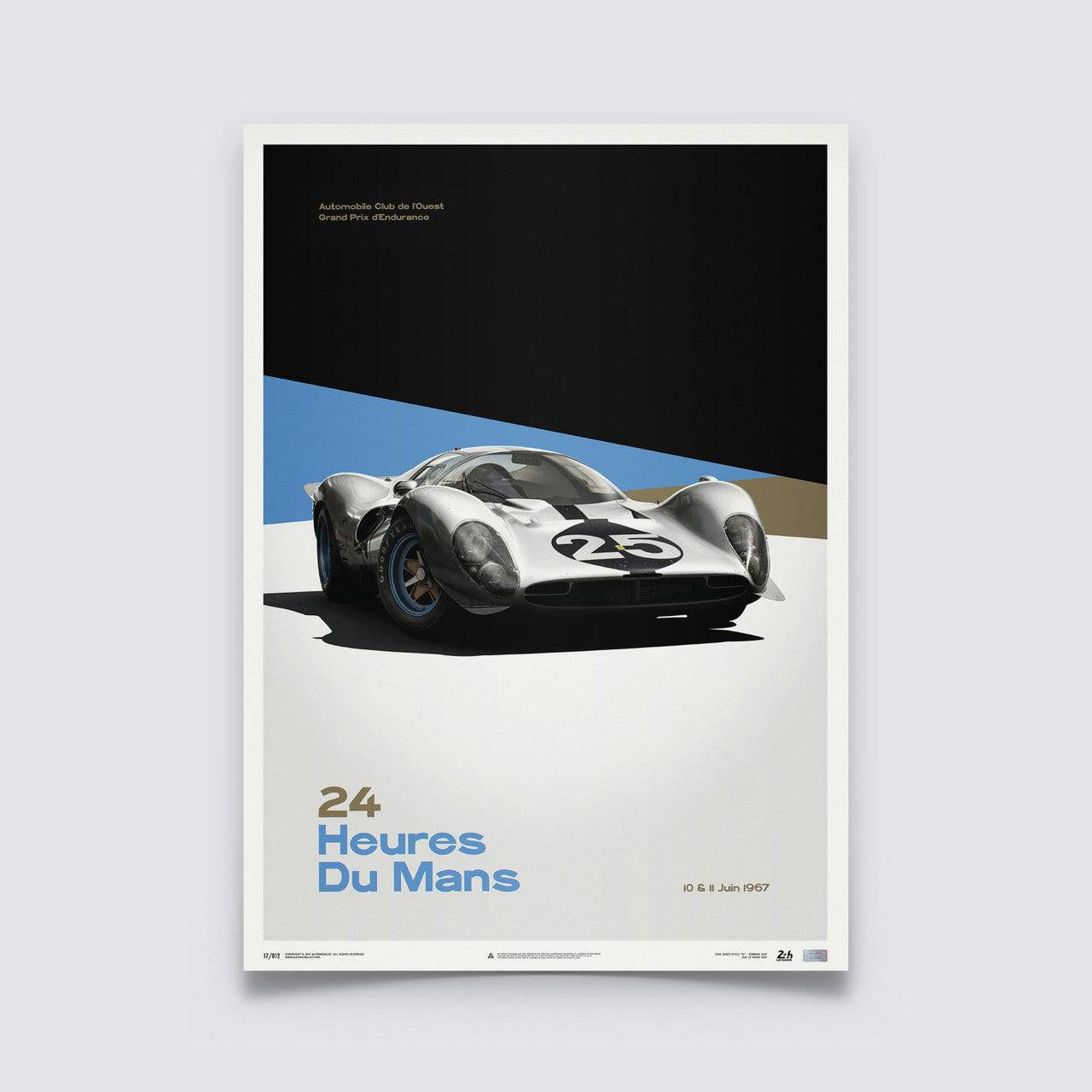 Ferrari 412P - White - 24 hours of Le Mans - 1967 - Limited Poster