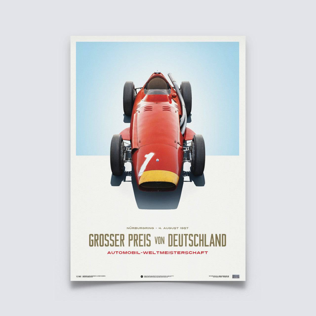 Maserati 250F - Juan Manuel Fangio - Red - German GP - Limited Poster