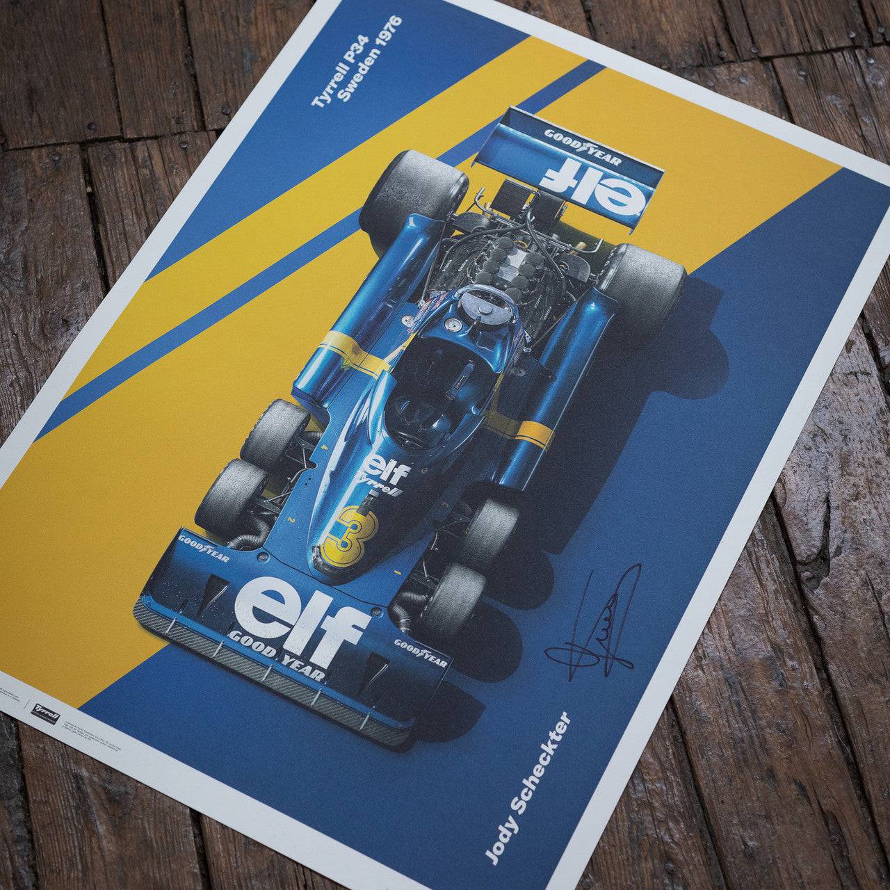 JODY SCHECKTER - TYRRELL P34 AT SWEDISH GRAND PRIX 1976 | SIGNED LIMITED EDITION  | Poster